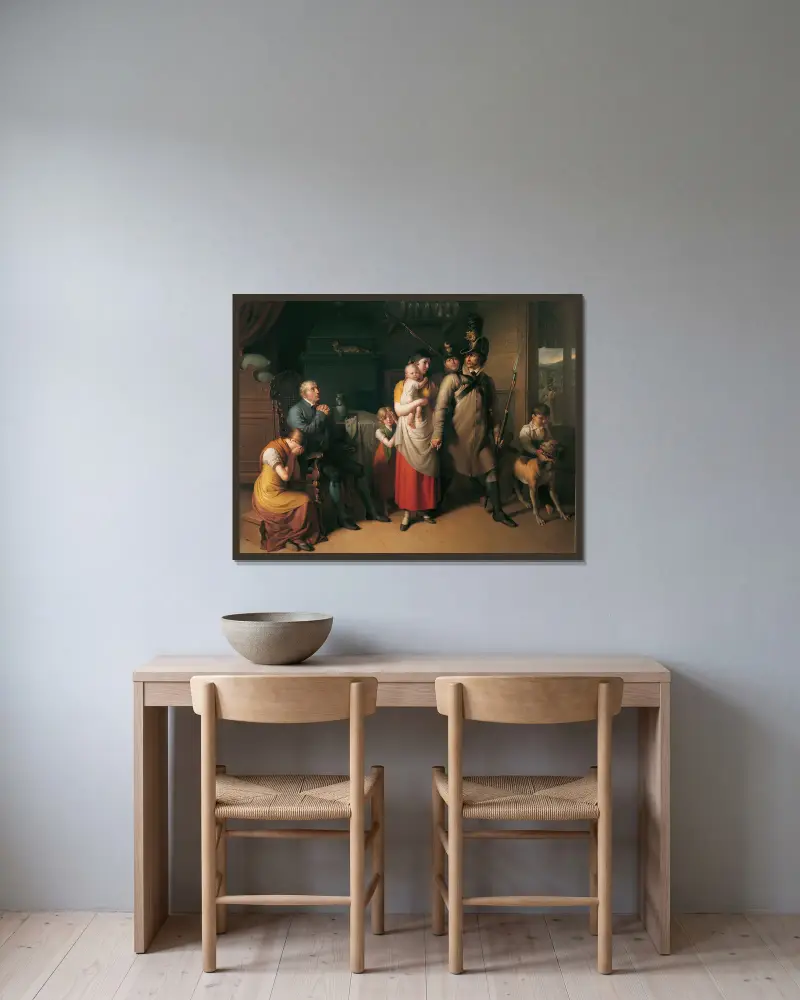 Die Heimkehr des Landwehrmannes, 1820 – nr 2 av Johann Peter Krafft inramad på en vägg