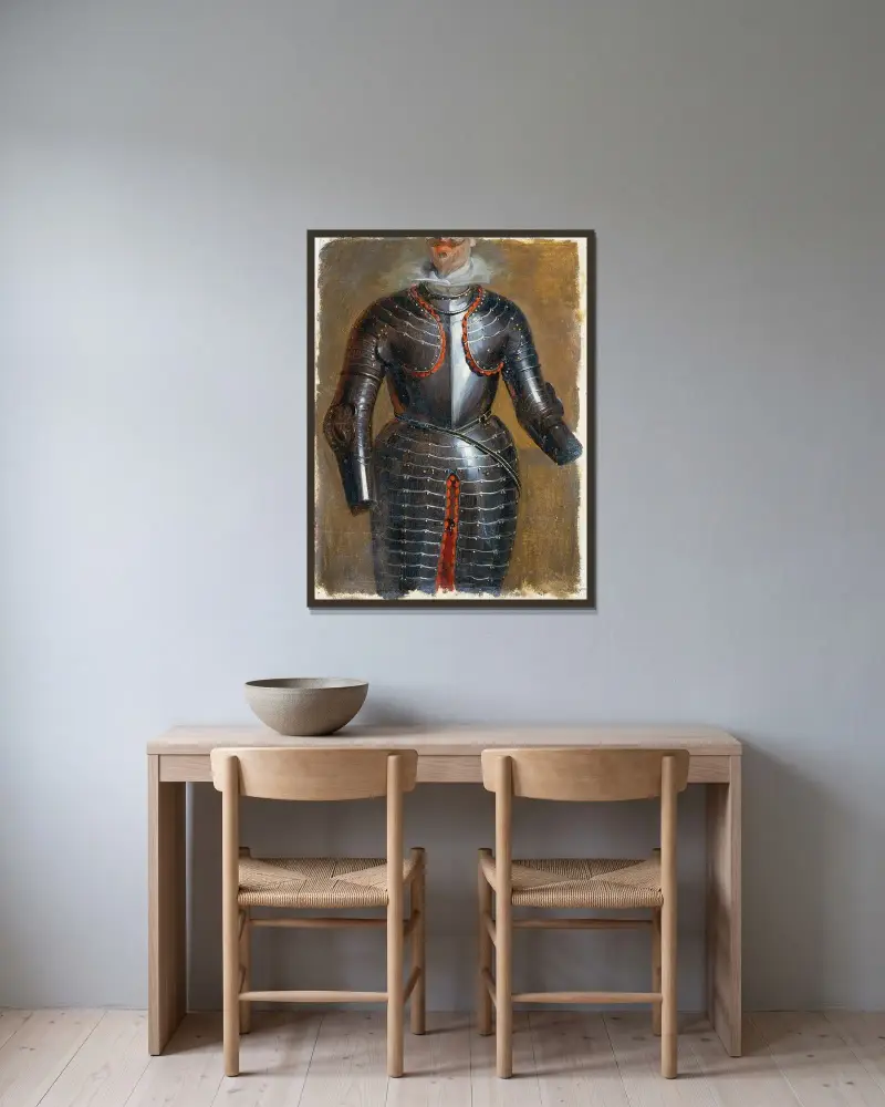 Dreiviertelharnisch von Johann Peter Krafft gerahmt an einer Wand