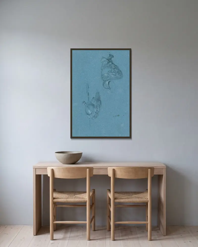 Helmstudien von Johann Peter Krafft gerahmt an einer Wand