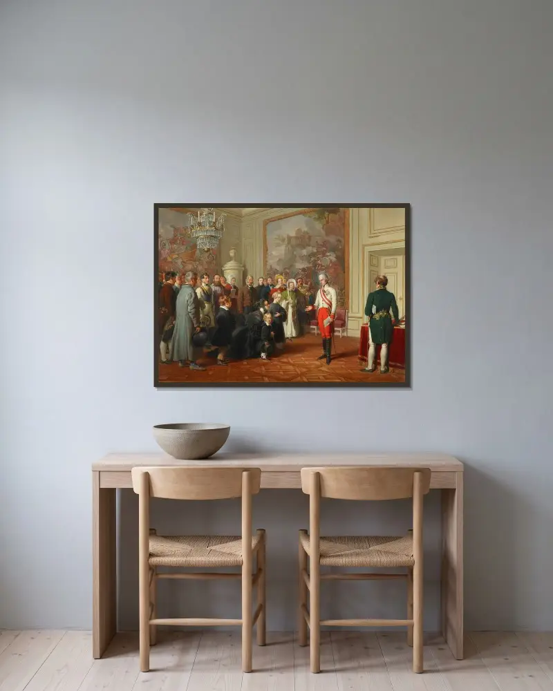 Kejsar Frans I ger allmän audiens av Johann Peter Krafft inramad på en vägg