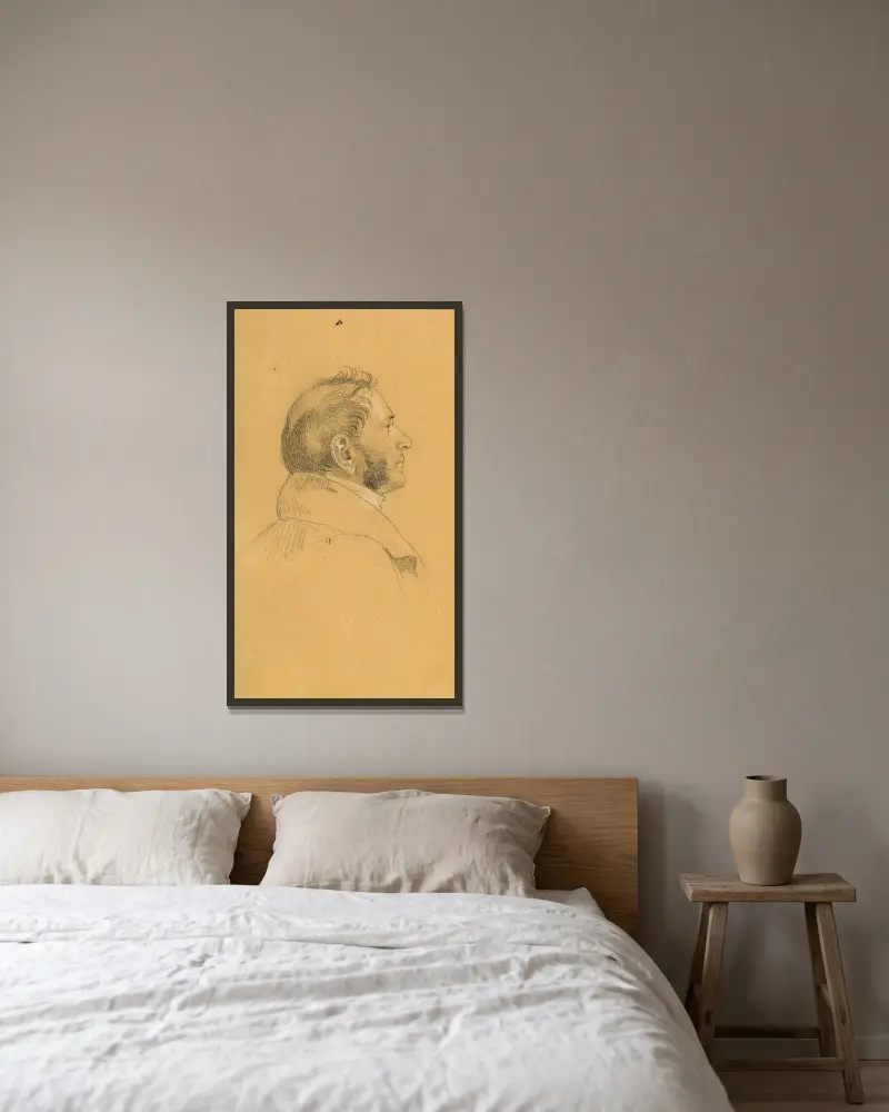 Huvudstudie till ’Kejsar Frans återkomst från Pressburg’ av Johann Peter Krafft inramad på en vägg
