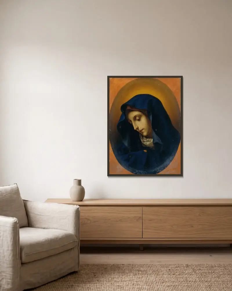 Madonna av Johann Peter Krafft inramad på en vägg