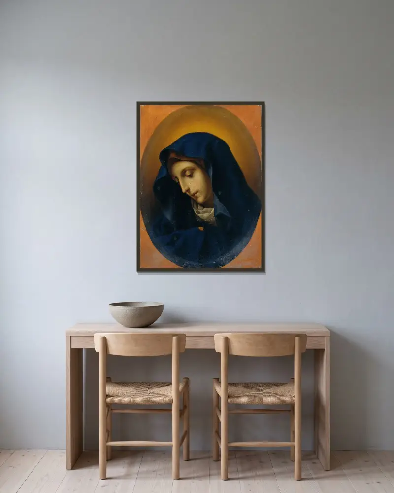 Madonna av Johann Peter Krafft inramad på en vägg