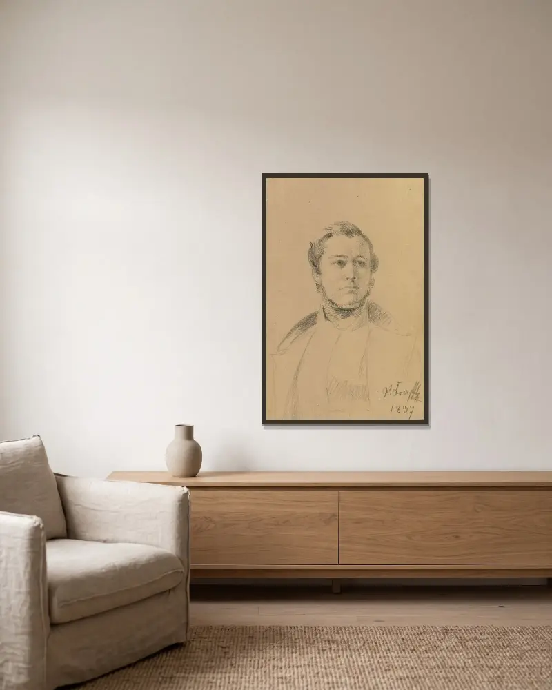 Porträttstudie av Franz Xaver Eckl av Johann Peter Krafft inramad på en vägg