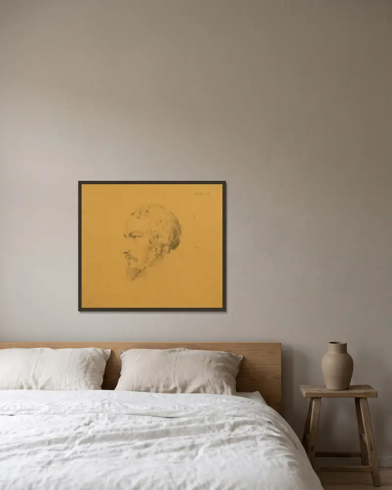 Studie eines bärtigen Mannes von Johann Peter Krafft gerahmt an einer Wand