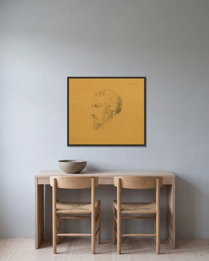 Studie eines bärtigen Mannes von Johann Peter Krafft gerahmt an einer Wand