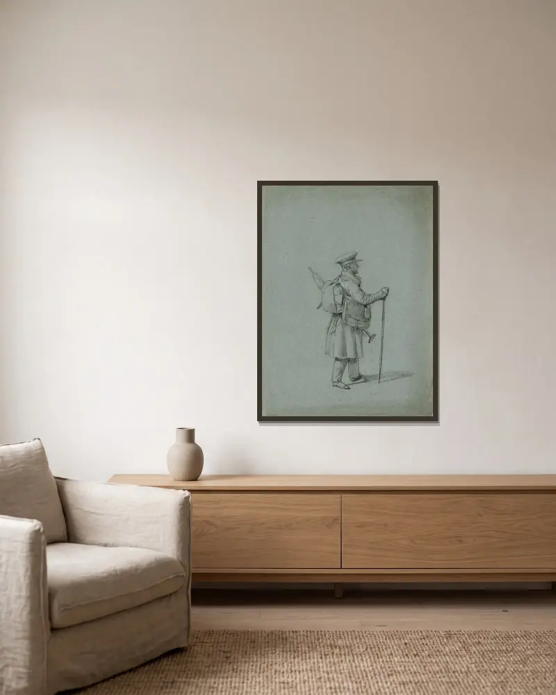 Studie eines reisenden Malers von Johann Peter Krafft gerahmt an einer Wand
