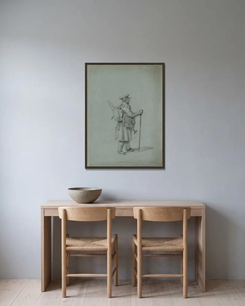 Studie eines reisenden Malers von Johann Peter Krafft gerahmt an einer Wand