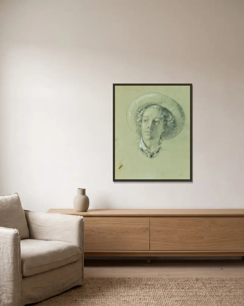 Studie till 'Hermann och Dorothea i vingården' av Johann Peter Krafft inramad på en vägg