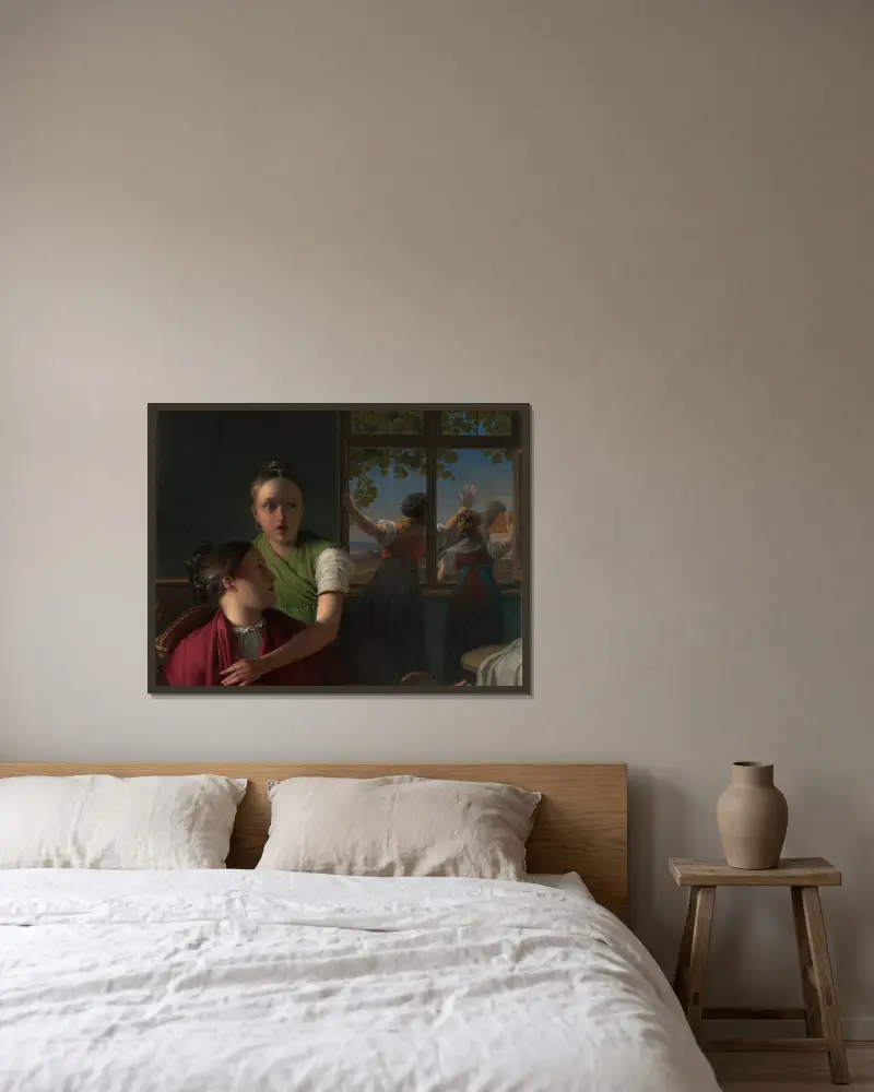 Vier Mädchen in einem Zimmer av Johann Peter Krafft inramad på en vägg