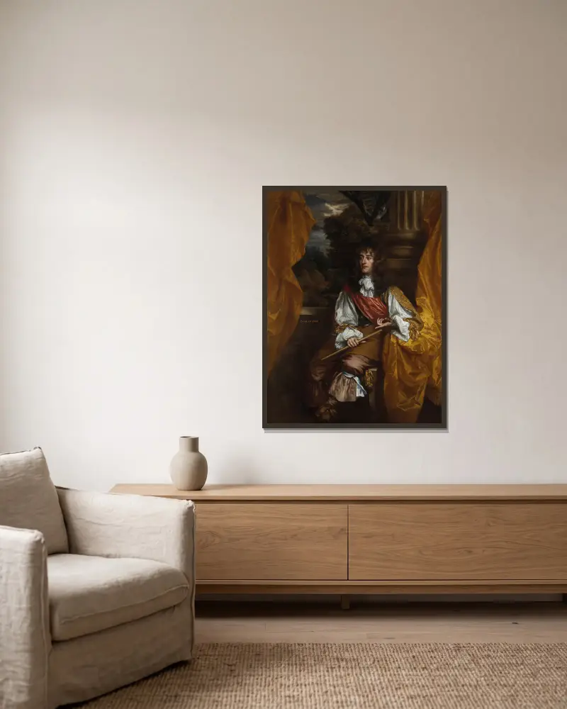 James VII and II, when Duke of York, 1633 – 1701 av Sir Peter Lely inramad på en vägg