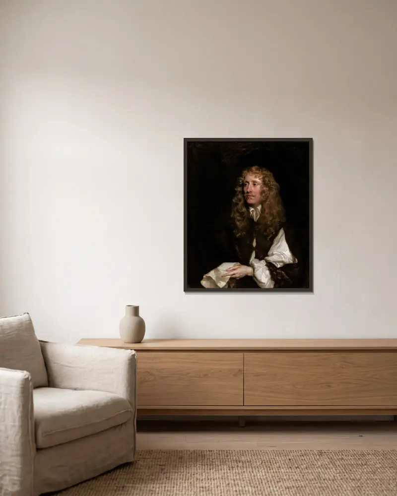 Portret mężczyzny, prawdopodobnie George'a Bootha, Lorda Delamere, Sir Peter Lely w ramie na ścianie