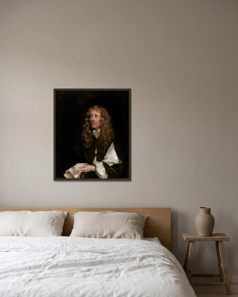 Portret mężczyzny, prawdopodobnie George'a Bootha, Lorda Delamere, Sir Peter Lely w ramie na ścianie