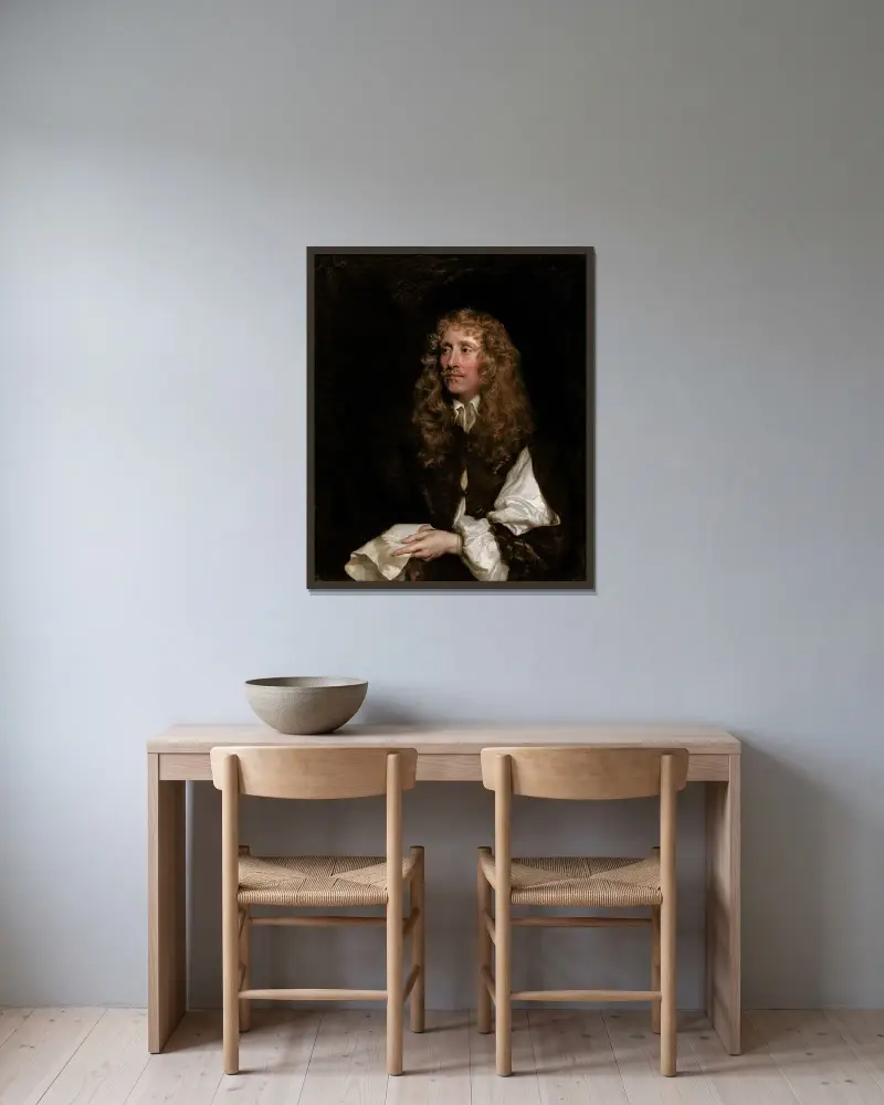 Portret mężczyzny, prawdopodobnie George'a Bootha, Lorda Delamere, Sir Peter Lely w ramie na ścianie