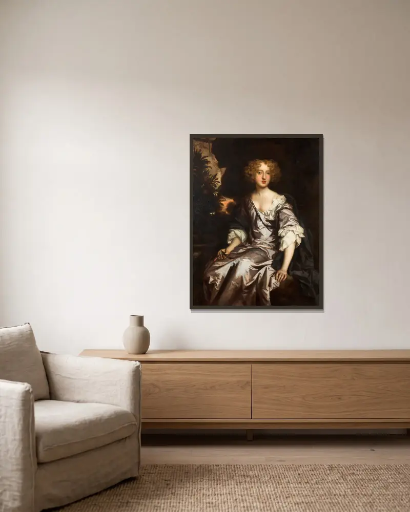 Portrait of Lady Elizabeth Strickland, née Pile av Sir Peter Lely inramad på en vägg