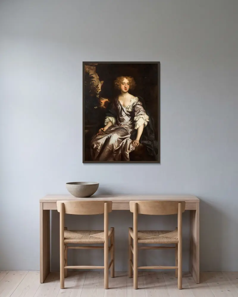 Portrait of Lady Elizabeth Strickland, née Pile av Sir Peter Lely inramad på en vägg