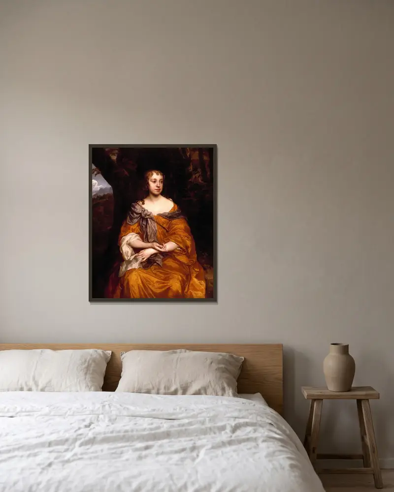 Porträt von Miss Wharton von Sir Peter Lely gerahmt an einer Wand