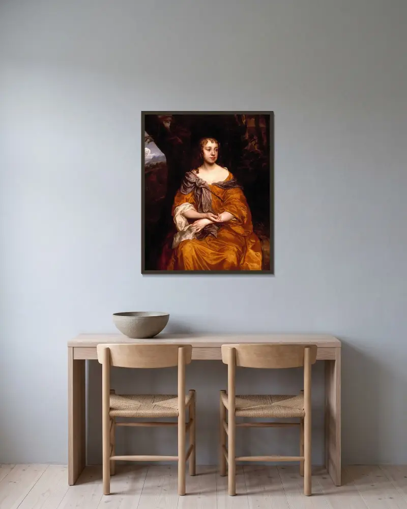 Porträt von Miss Wharton von Sir Peter Lely gerahmt an einer Wand