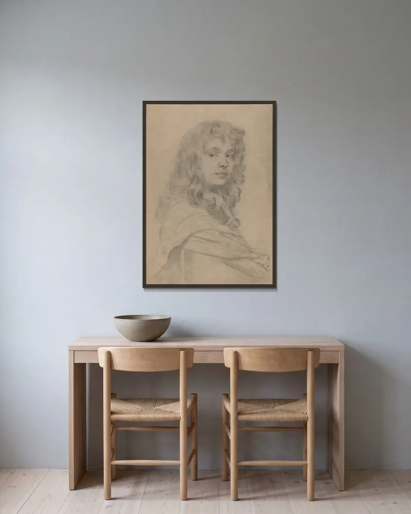 Selbstbildnis von Sir Peter Lely gerahmt an einer Wand