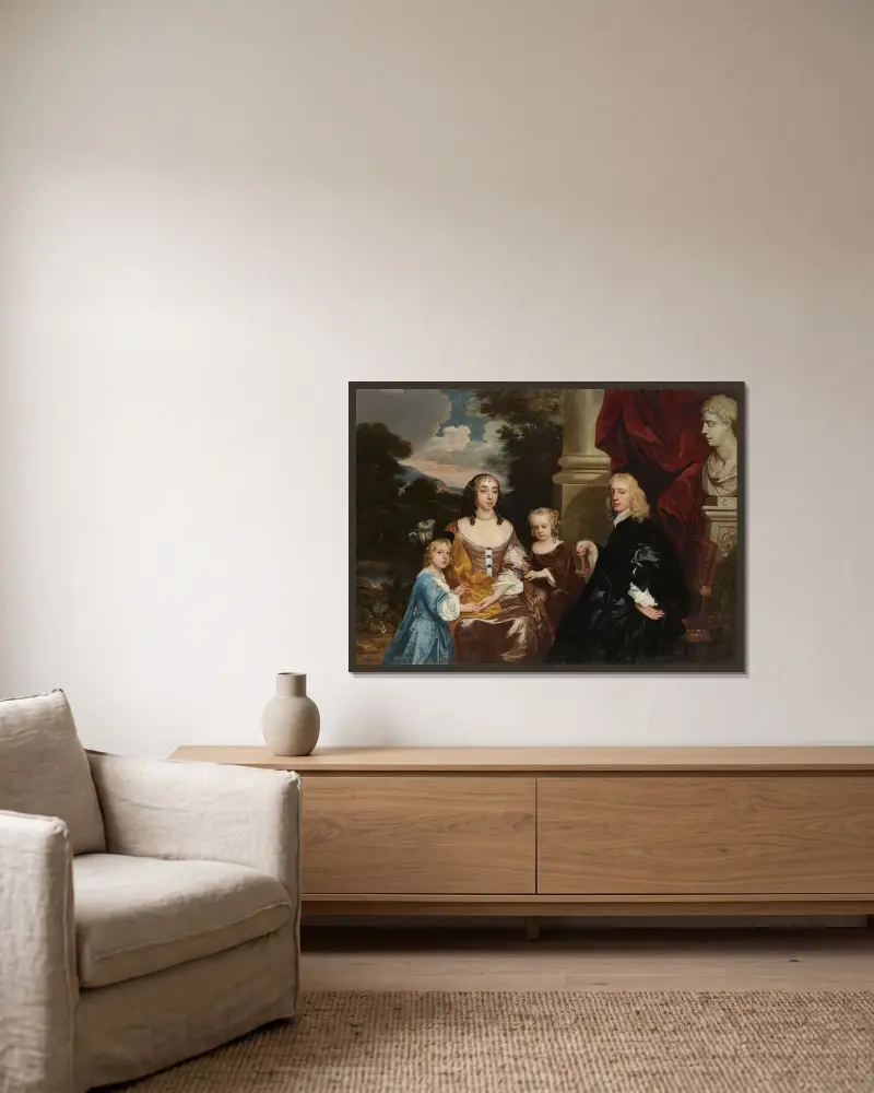 Die Familie Carnarvon von Sir Peter Lely gerahmt an einer Wand