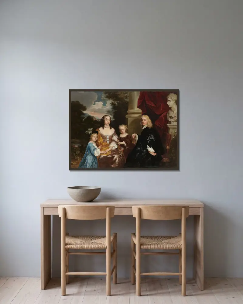Die Familie Carnarvon von Sir Peter Lely gerahmt an einer Wand