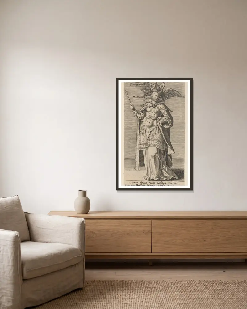 Maiestas von Philip Galle gerahmt an einer Wand