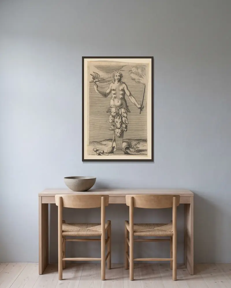 Natura von Philip Galle gerahmt an einer Wand