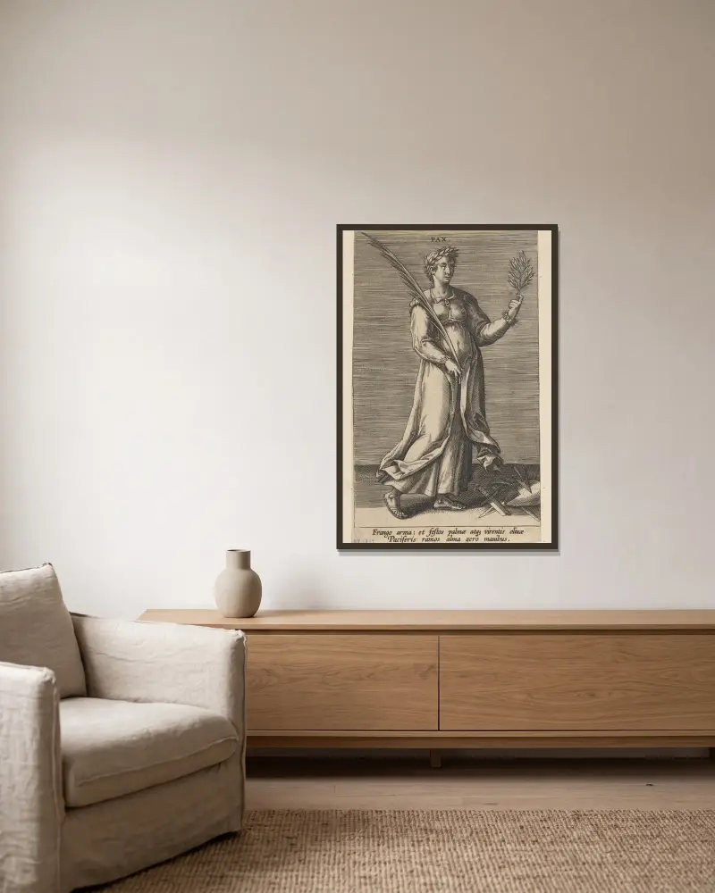 Pax von Philip Galle gerahmt an einer Wand