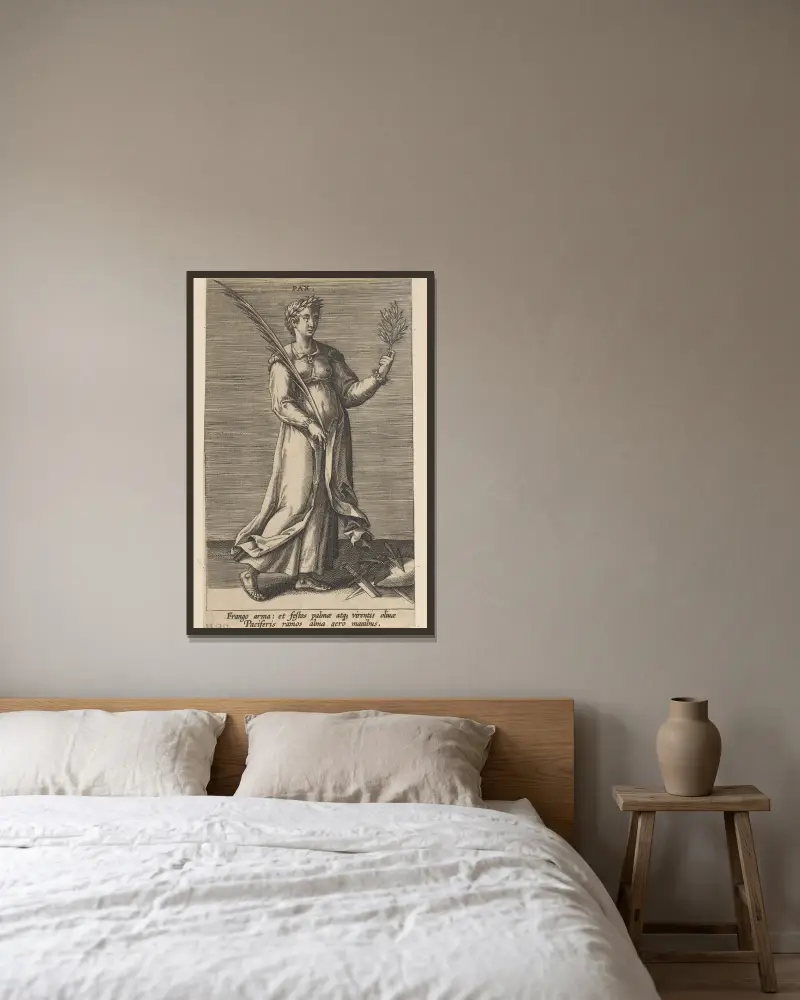 Pax von Philip Galle gerahmt an einer Wand