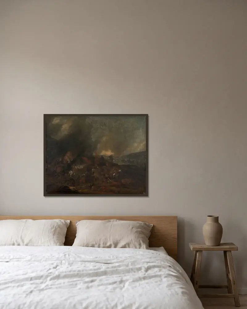 Schlachtszene von Johann Philip Lemke gerahmt an einer Wand
