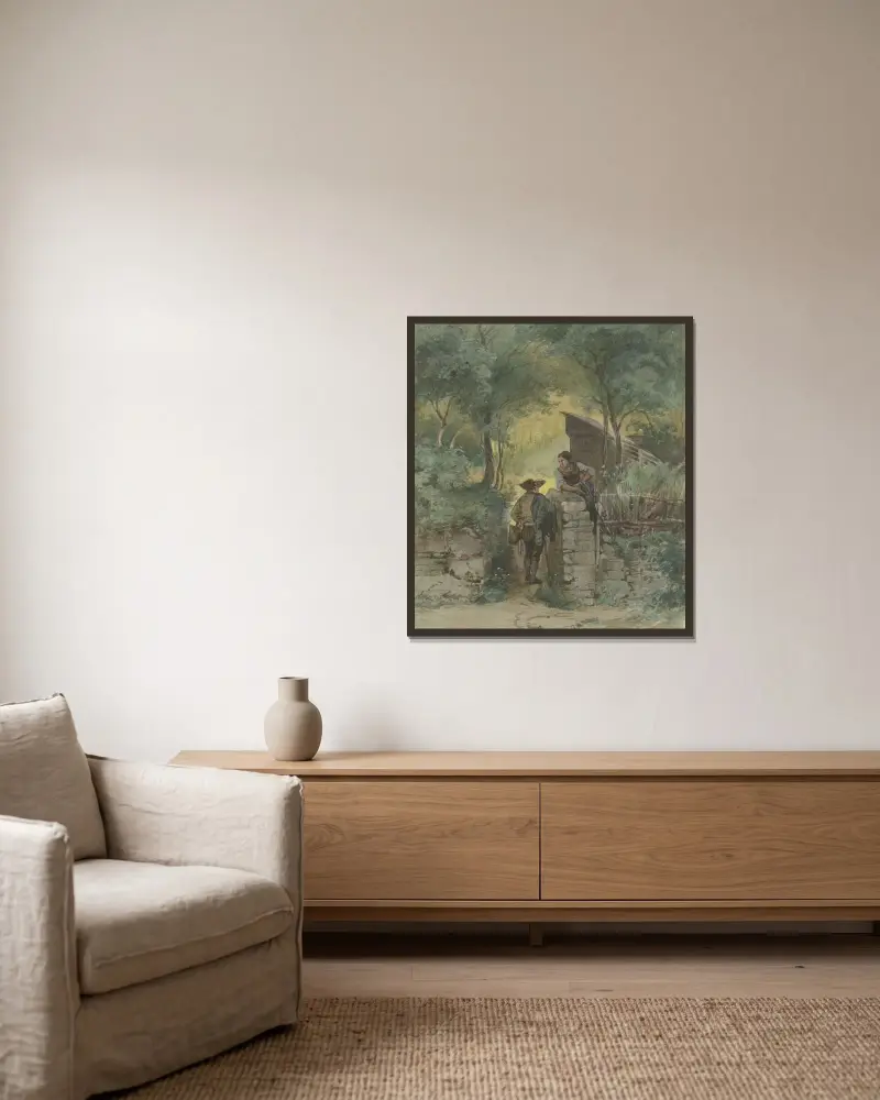 Gespräch am Parktor von Philipp Rumpf gerahmt an einer Wand