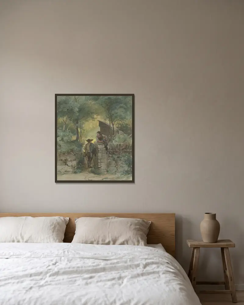 Gespräch am Parktor von Philipp Rumpf gerahmt an einer Wand