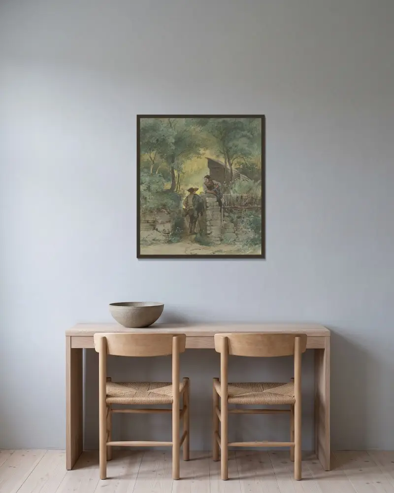 Gespräch am Parktor von Philipp Rumpf gerahmt an einer Wand