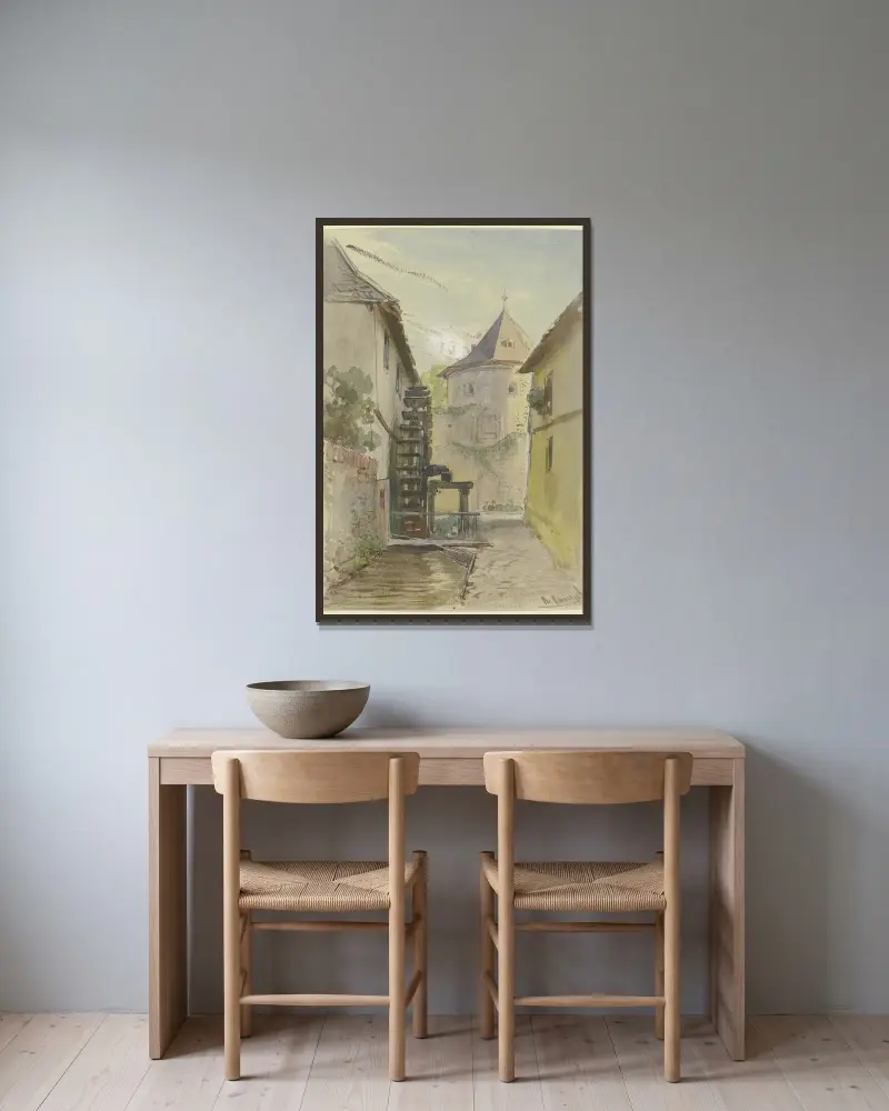 Gässchen mit Rückseite einer Mühle av Philipp Rumpf inramad på en vägg