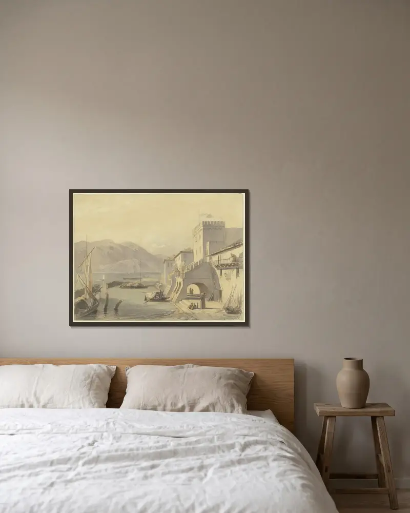 Oberitalienischer Hafen von Philipp Rumpf gerahmt an einer Wand