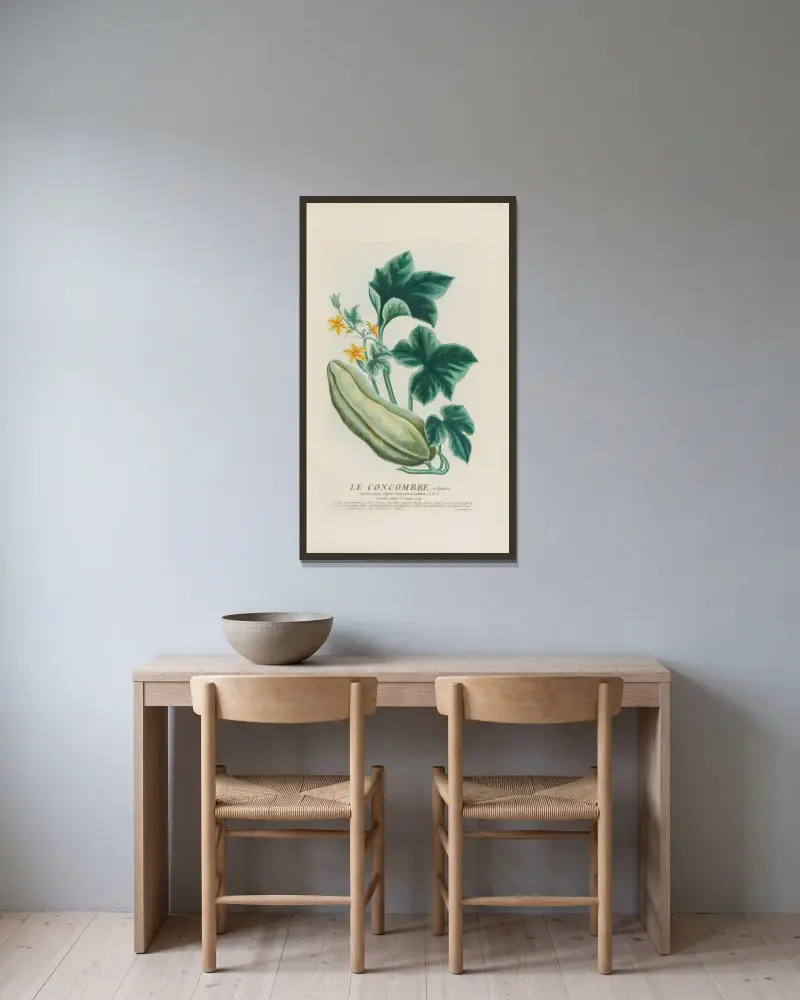 Die gewöhnliche Gurke von Pierre Philippe Alyon gerahmt an einer Wand