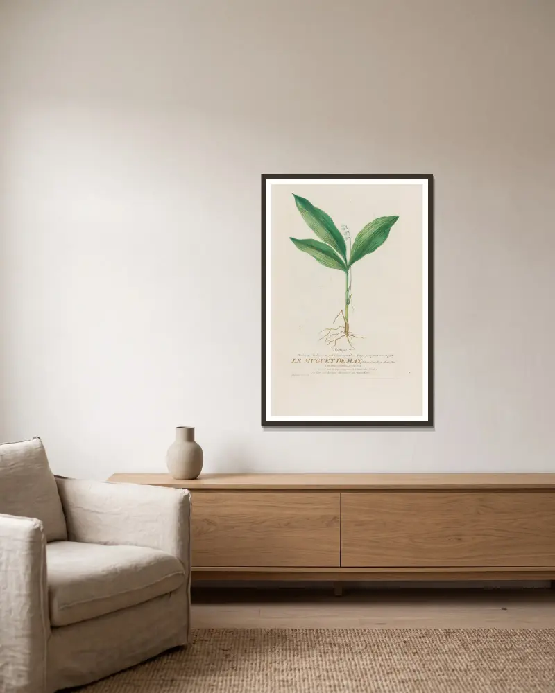 Le Muguet De May av Pierre Philippe Alyon inramad på en vägg