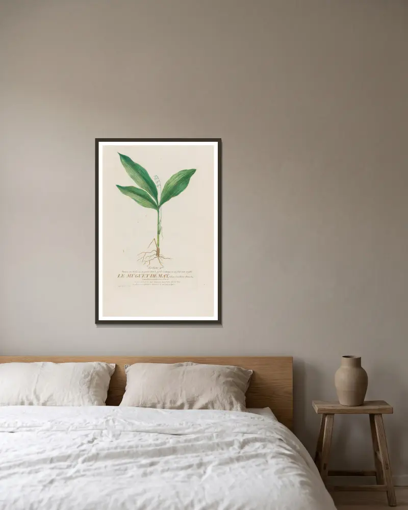 Le Muguet De May av Pierre Philippe Alyon inramad på en vägg