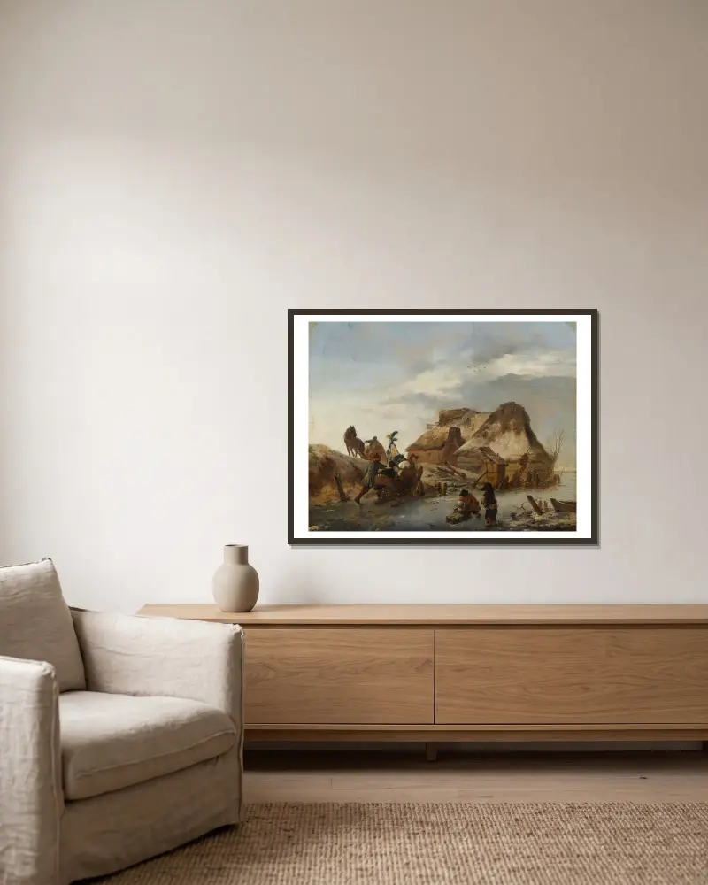 A Nobleman’s Sleigh on the Ice (from circa 1646 until 1646) av Philips Wouwerman inramad på en vägg