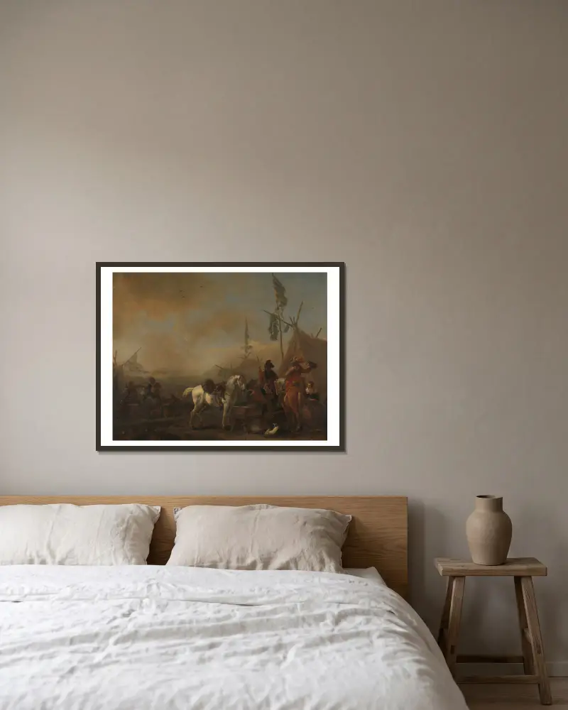 Vojenský tábor, Philips Wouwerman v rámu na stěně