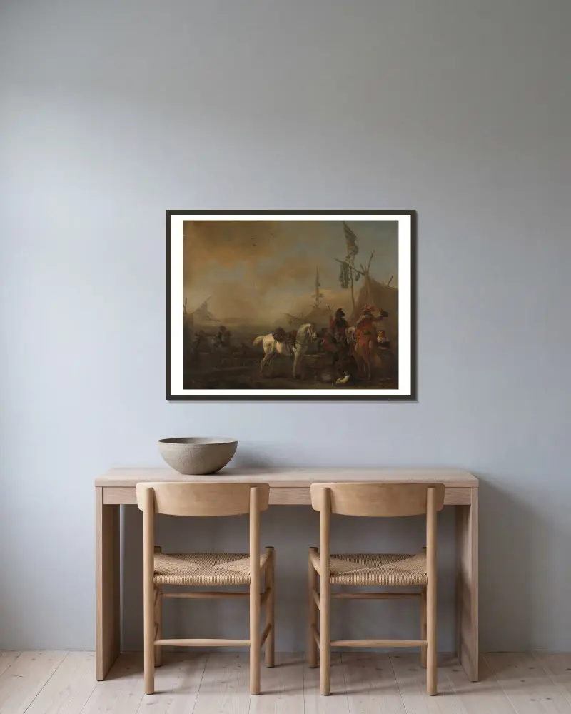 Vojenský tábor, Philips Wouwerman v rámu na stěně