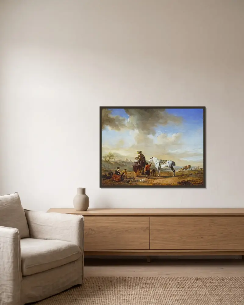U řeky, Philips Wouwerman v rámu na stěně