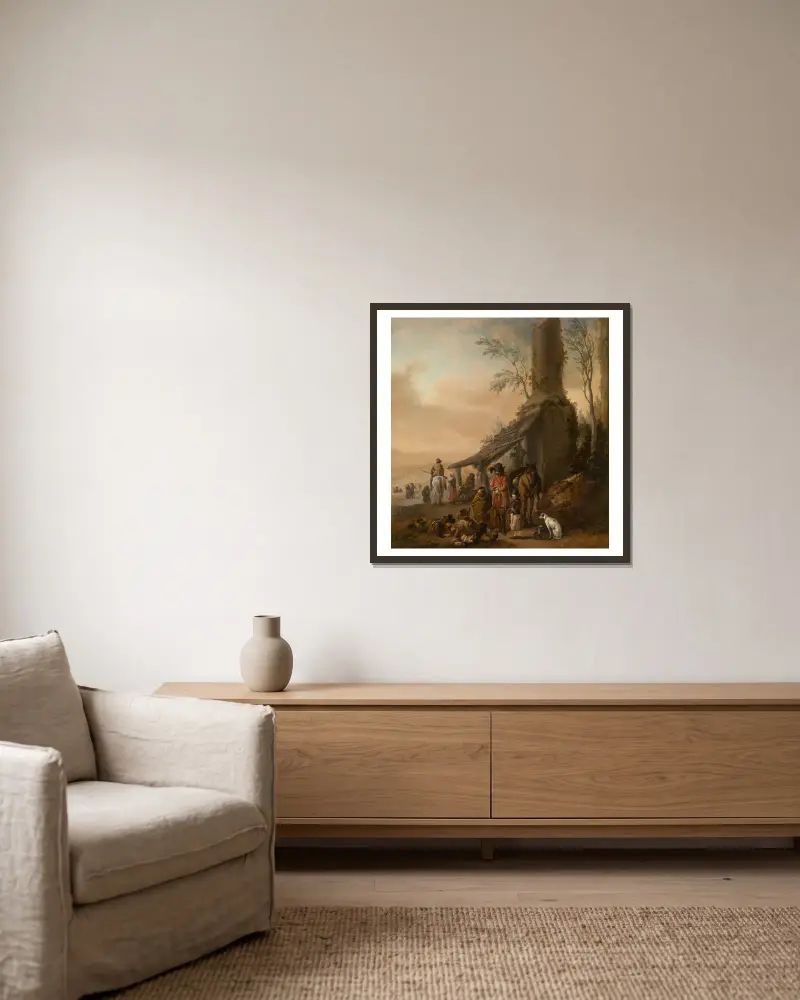 Rast des Reiters 2 von Philips Wouwerman gerahmt an einer Wand