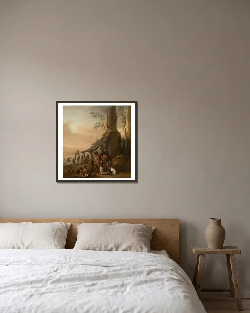 Rast des Reiters 2 von Philips Wouwerman gerahmt an einer Wand