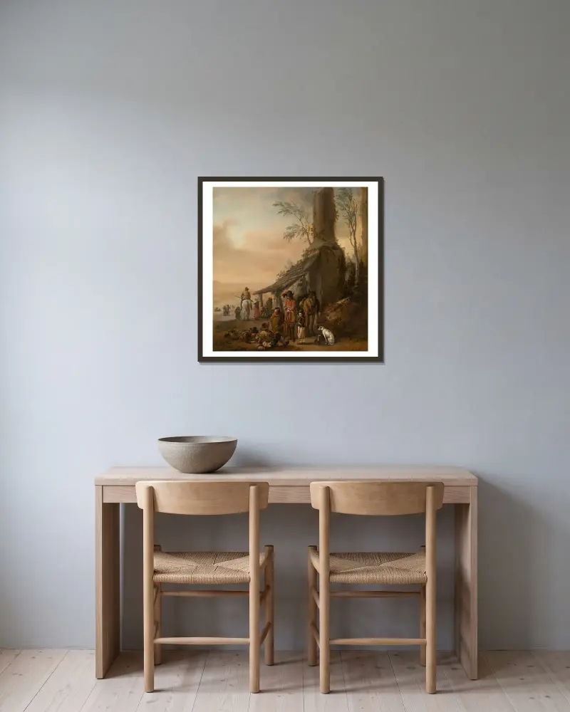 Rast des Reiters 2 von Philips Wouwerman gerahmt an einer Wand