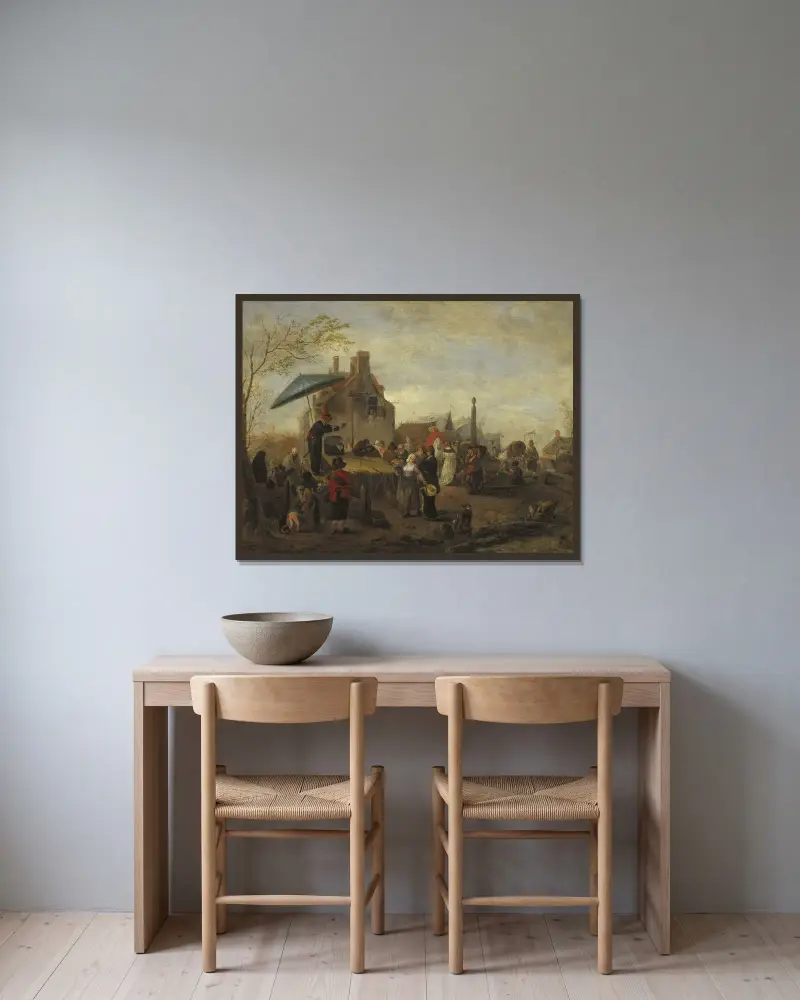 Händler auf einem Markt von Philips Wouwerman gerahmt an einer Wand