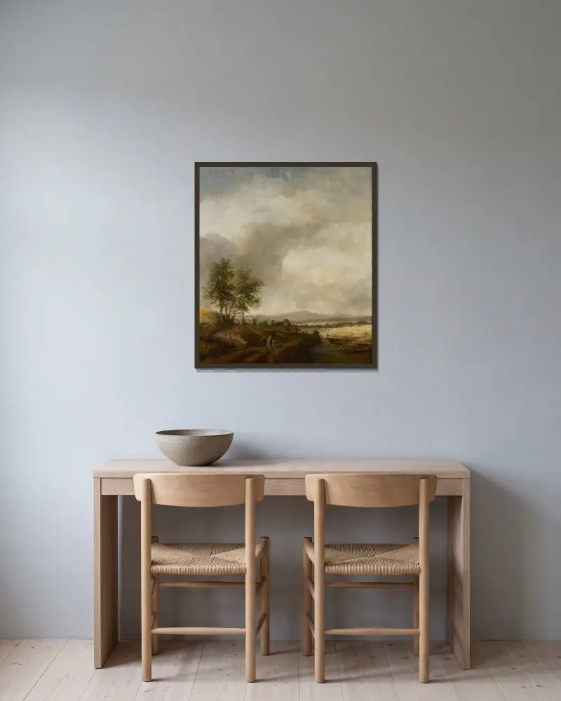 Krajina s jezdci, Philips Wouwerman v rámu na stěně