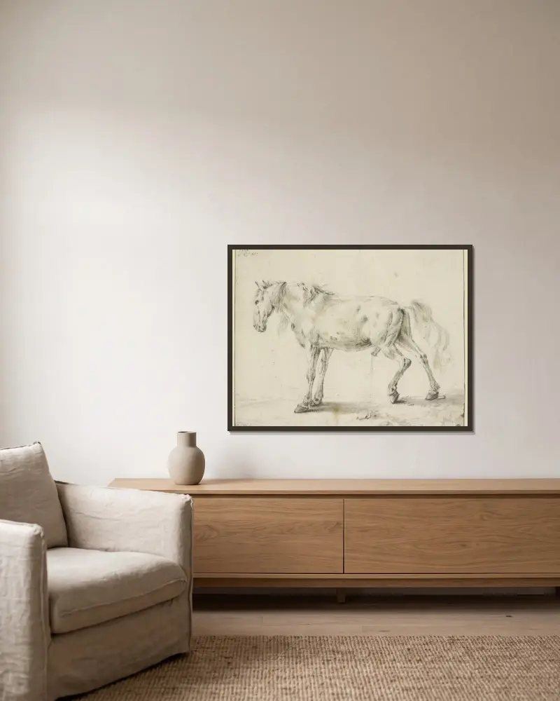 Močící kůň, Philips Wouwerman v rámu na stěně