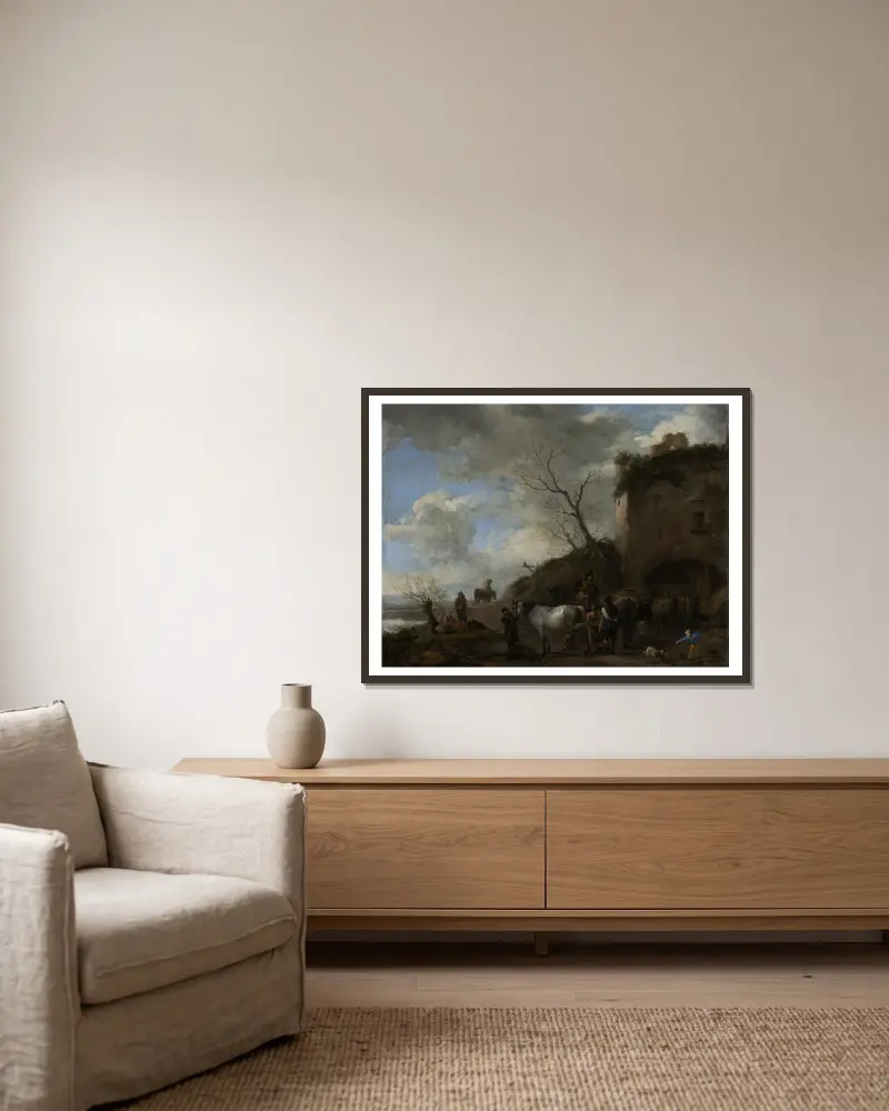 Jezdci u kováře, Philips Wouwerman v rámu na stěně