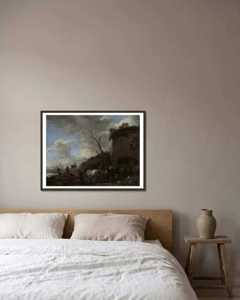 Jezdci u kováře, Philips Wouwerman v rámu na stěně